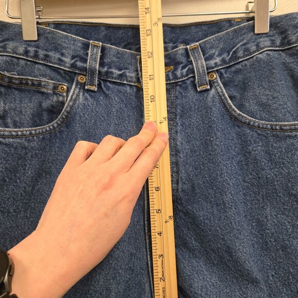 Carhartt Mens 36 Blue Denim Flannel Lined Relaxed Fit Jeans 8172 Made In USA - Picture 10 of 16